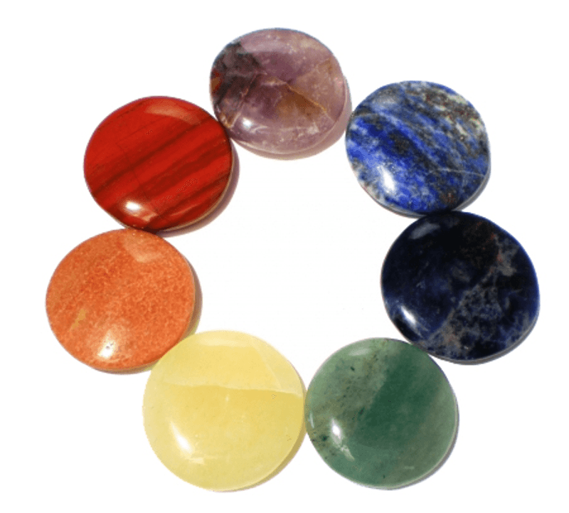 Set of 7 Chakra Stones Round in a Velvet Bag