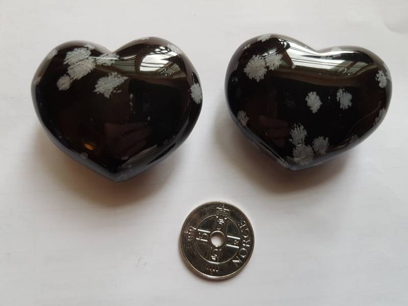 Krystallhjerte stort - Obsidian Snefnugg