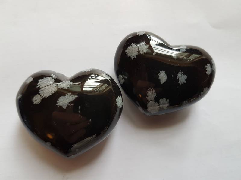 Krystallhjerte stort - Obsidian Snefnugg