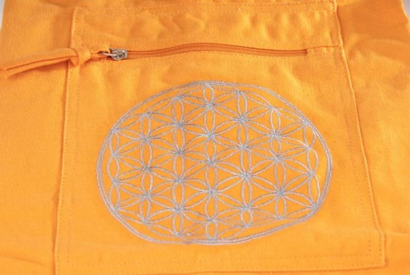 Yoga bag with flower of life orange