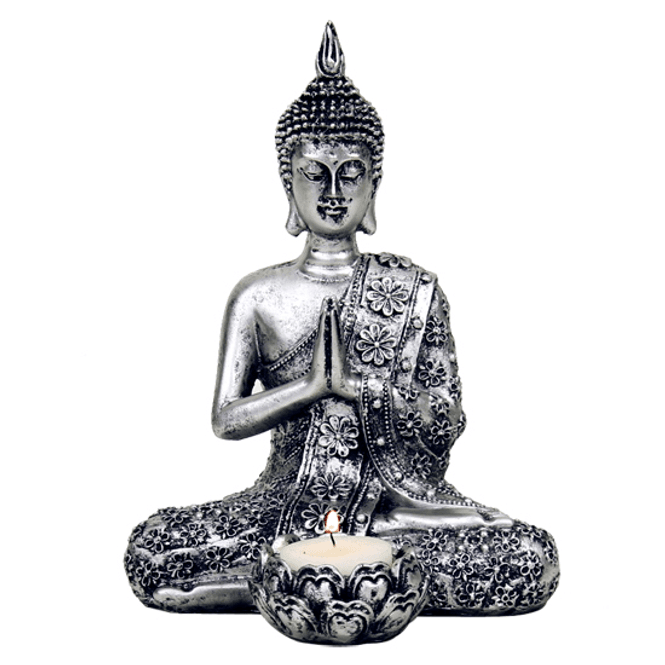 Hovedbilde Buddha sølvfarget med ...