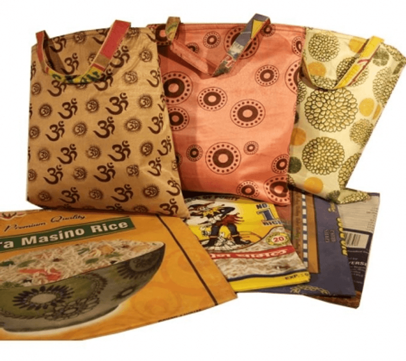 Shopping Bag recycled rice textile reversable